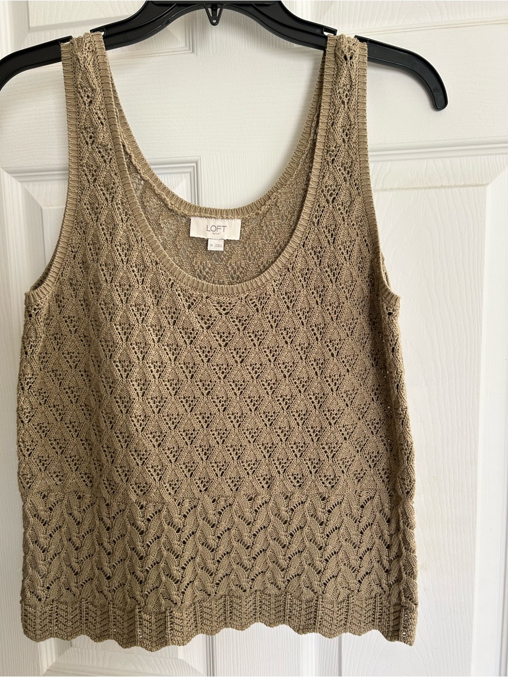 LOFT Open-Knit Sleeveless Tank in Tan